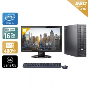 HP ProDesk 600 G1 SFF i5 avec Écran 19 pouces 16Go RAM 480Go SSD Sans OS