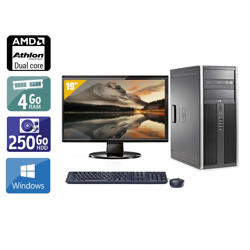 HP Compaq dc5850 Tower AMD Athlon Dual Core avec Écran 19 pouces 4Go RAM 250Go HDD Windows 10