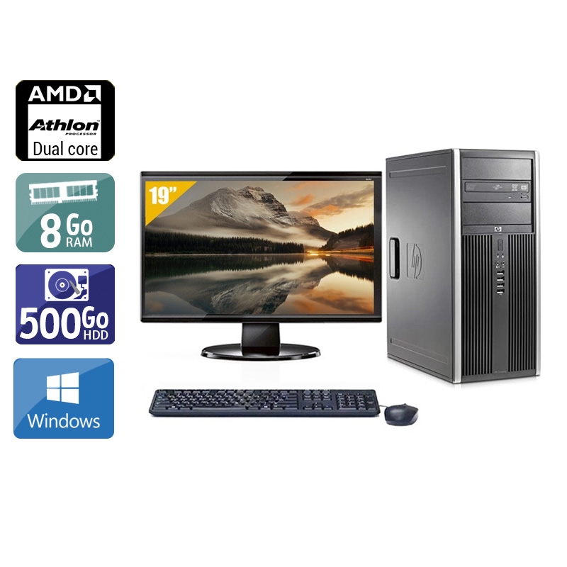 HP Compaq dc5850 Tower AMD Athlon Dual Core + Écran - 19'' 8Go RAM 500Go HDD Windows 10  Bon étatOccasion certifiée reconditionnée Bon état -  reconditionné disponible sur Kiatoo