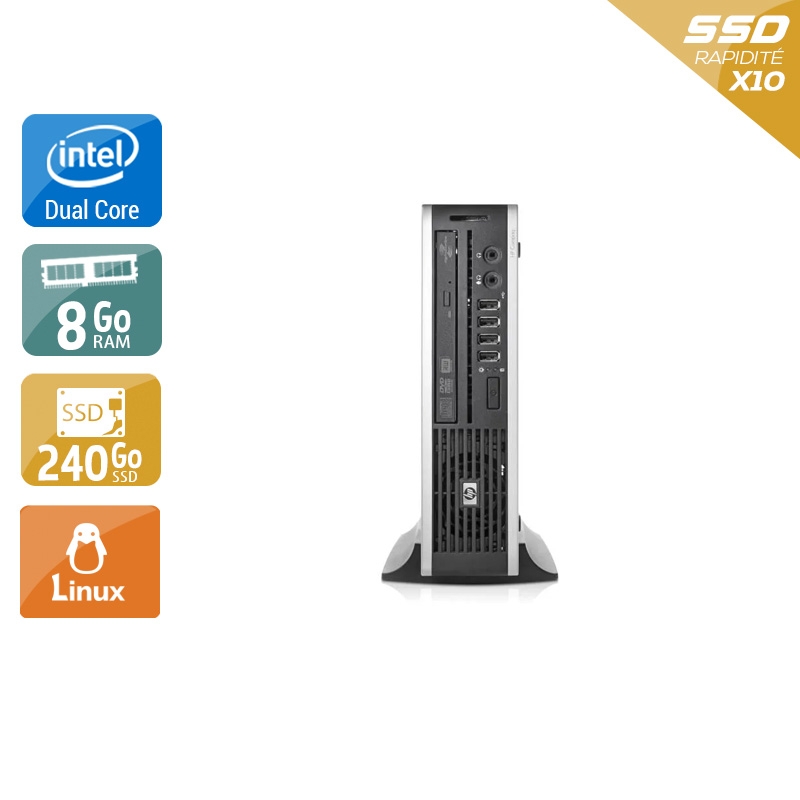 HP Compaq Elite 8000 USDT Dual Core 8Go RAM 240Go SSD Linux