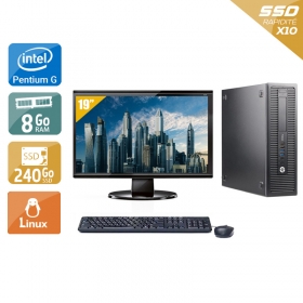 HP ProDesk 600 G2 SFF Pentium G Dual Core Gen 6 avec Écran 19 pouces 8Go RAM 240Go SSD Linux