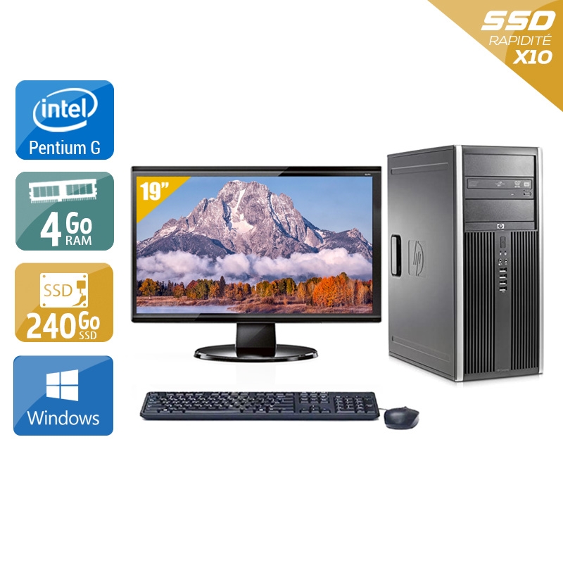 HP Compaq dc5700 Tower Pentium G Dual Core avec Écran 19 pouces 4Go RAM 240Go SSD Windows 10