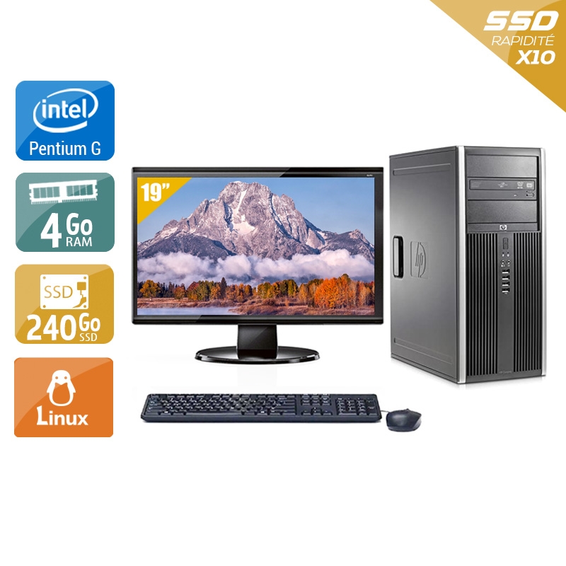 HP Compaq dc5700 Tower Pentium G Dual Core avec Écran 19 pouces 4Go RAM 240Go SSD Linux