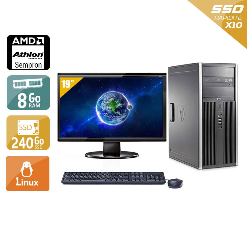 HP Compaq dc5750 Tower AMD Sempron + Écran - 19'' 8Go RAM 240Go SSD Linux  Très bon étatOccasion certifiée reconditionnée Bon état -  reconditionné disponible sur Kiatoo