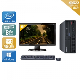 Lenovo ThinkCentre M57 SFF Core 2 Duo avec Écran 19 pouces 8Go RAM 480Go SSD Windows 10