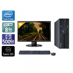 Lenovo ThinkCentre M57 SFF Core 2 Duo avec Écran 19 pouces 8Go RAM 500Go HDD Sans OS