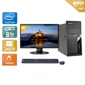 Lenovo ThinkCentre M57 Tower Dual Core avec Écran 19 pouces 8Go RAM 240Go SSD Linux