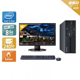 Lenovo ThinkCentre M58 SFF Core 2 Duo avec Écran 19 pouces 8Go RAM 240Go SSD Linux