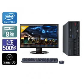Lenovo ThinkCentre M58 SFF Core 2 Duo avec Écran 19 pouces 8Go RAM 500Go HDD Sans OS