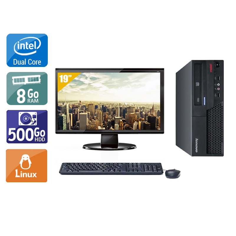 Lenovo ThinkCentre M58 SFF Dual Core + Écran - 19'' 8Go RAM 500Go HDD Linux  Bon étatOccasion certifiée reconditionnée Bon état -  reconditionné disponible sur Kiatoo