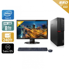 Lenovo ThinkCentre M700 SFF i3 Gen 6 avec Écran 19 pouces 8Go RAM 240Go SSD Sans OS