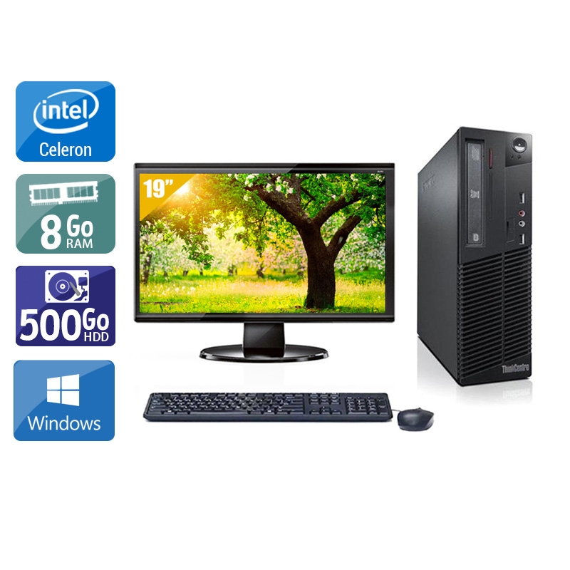 Lenovo ThinkCentre M71 SFF Celeron Dual Core + Écran - 19'' 8Go RAM 500Go HDD Windows 10  Bon étatOccasion certifiée reconditionnée Bon état -  reconditionné disponible sur Kiatoo