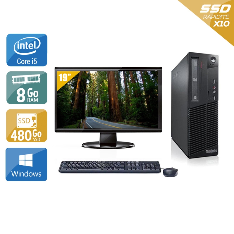 Lenovo ThinkCentre M71 SFF i5 + Écran - 19'' 8Go RAM 480Go SSD Windows 10  Bon étatOccasion certifiée reconditionnée Bon état -  reconditionné disponible sur Kiatoo