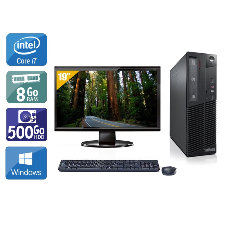 Lenovo ThinkCentre M71 SFF i7 avec Écran 19 pouces 8Go RAM 500Go HDD Windows 10