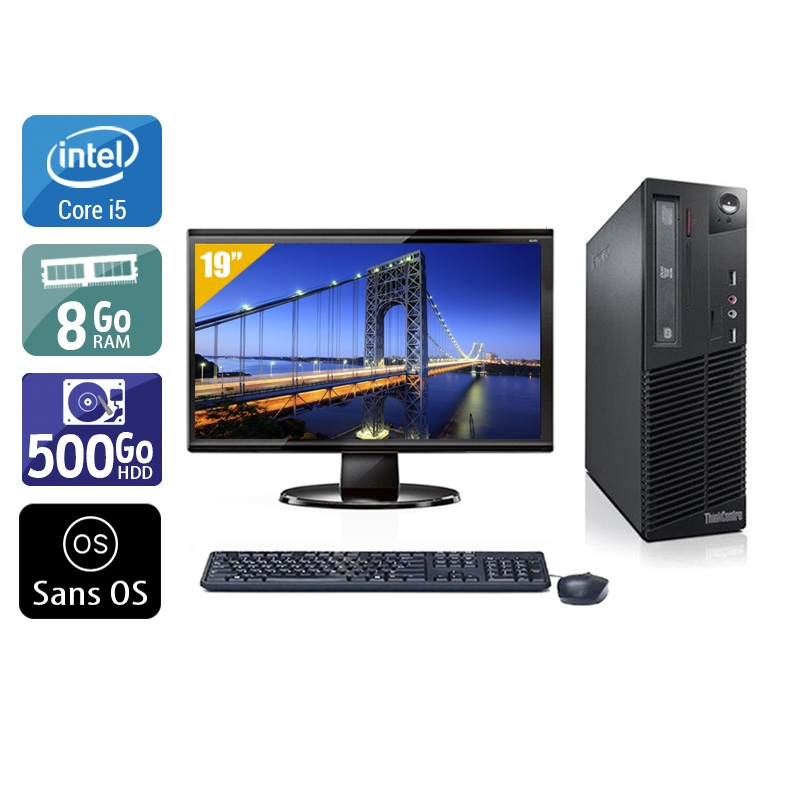 Lenovo ThinkCentre M72E SFF i5 + Écran - 19'' 8Go RAM 500Go HDD Sans OS  Bon étatOccasion certifiée reconditionnée Bon état -  reconditionné disponible sur Kiatoo