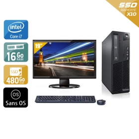 Lenovo ThinkCentre M72E SFF i7 avec Écran 19 pouces 16Go RAM 480Go SSD Sans OS