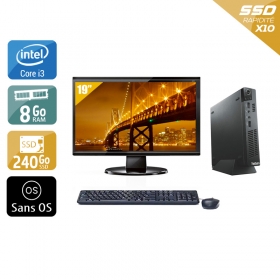 Lenovo ThinkCentre M72E Tiny i3 avec Écran 19 pouces 8Go RAM 240Go SSD Sans OS