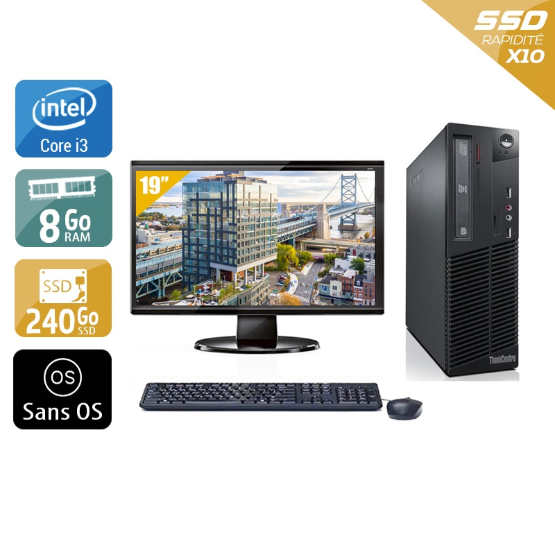 Acheter Lenovo ThinkCentre M73 SFF i3 + Écran - 19'' 8Go RAM 240Go SSD Sans OS Bon étatOccasion certifiée reconditionnée Bon état - 224,17 € Lenovo ThinkCentre M73 SFF i3 + Écran - 19'' 8Go RAM 240Go SSD Sans OS Bon étatOccasion certifiée reconditionnée Bon état - reconditionné disponible sur Kiatoo
