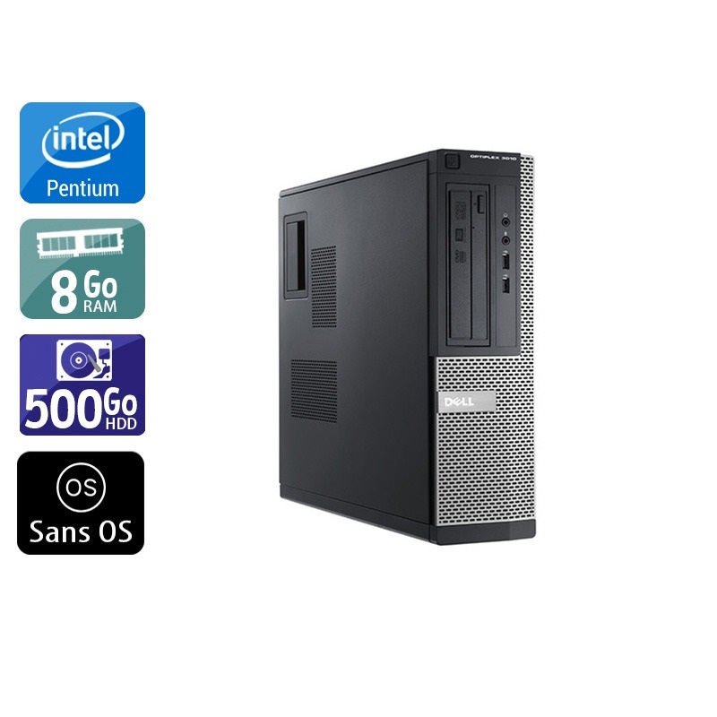 Dell Optiplex 3010 Desktop Pentium G Dual Core - 8Go RAM 500Go HDD Sans OS  Très bon étatOccasion certifiée reconditionnée