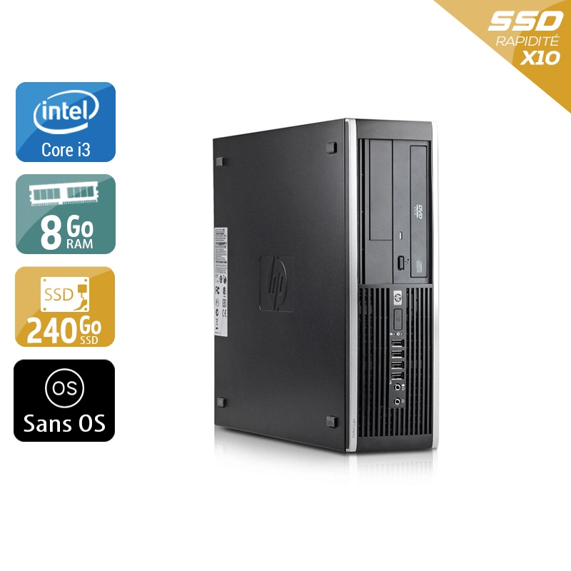 HP Compaq Elite 8100 SFF i3 - 8Go RAM 240Go SSD Sans OS  État correctOccasion certifiée reconditionnée