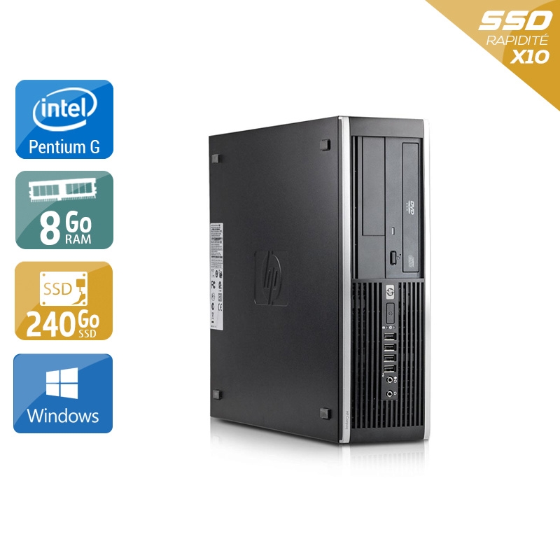 HP Compaq Elite 8100 SFF Pentium G Dual Core - 8Go RAM 240Go SSD Windows 10  État correctOccasion certifiée reconditionnée