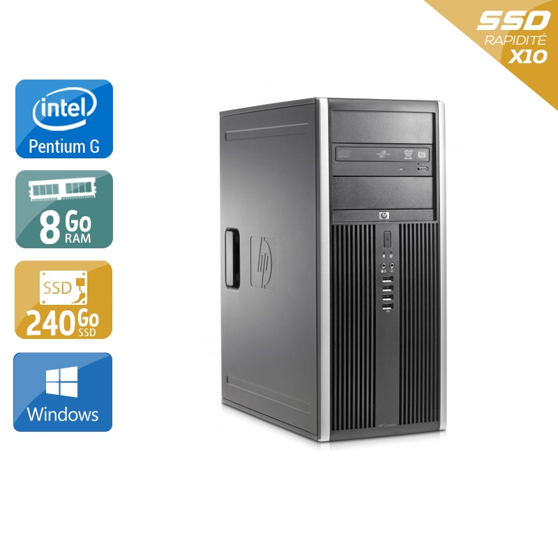 HP Compaq Elite 8100 Tower Pentium G Dual Core 8Go RAM 240Go SSD Windows 10