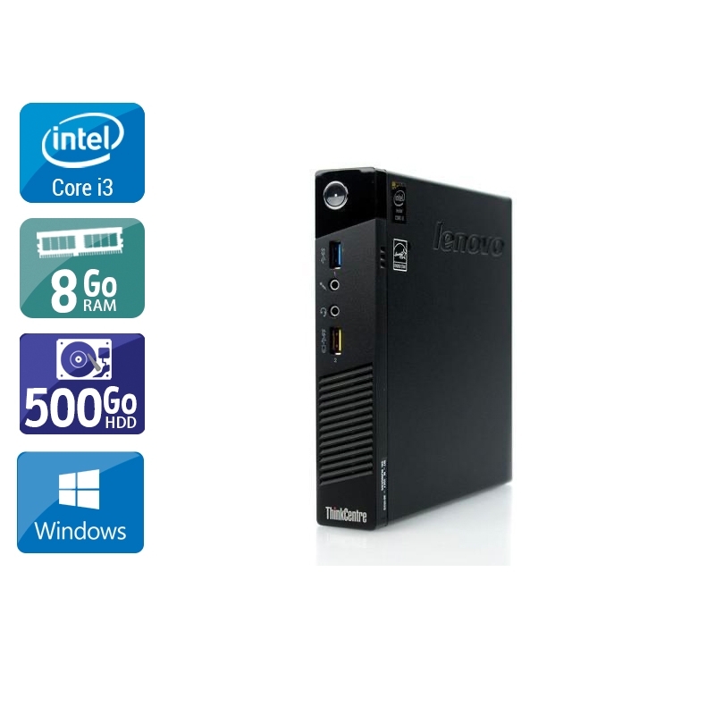 Lenovo ThinkCentre M73 Tiny i3 - 8Go RAM 500Go HDD Windows 10  Très bon étatOccasion certifiée reconditionnée Bon état -  reconditionné disponible sur Kiatoo