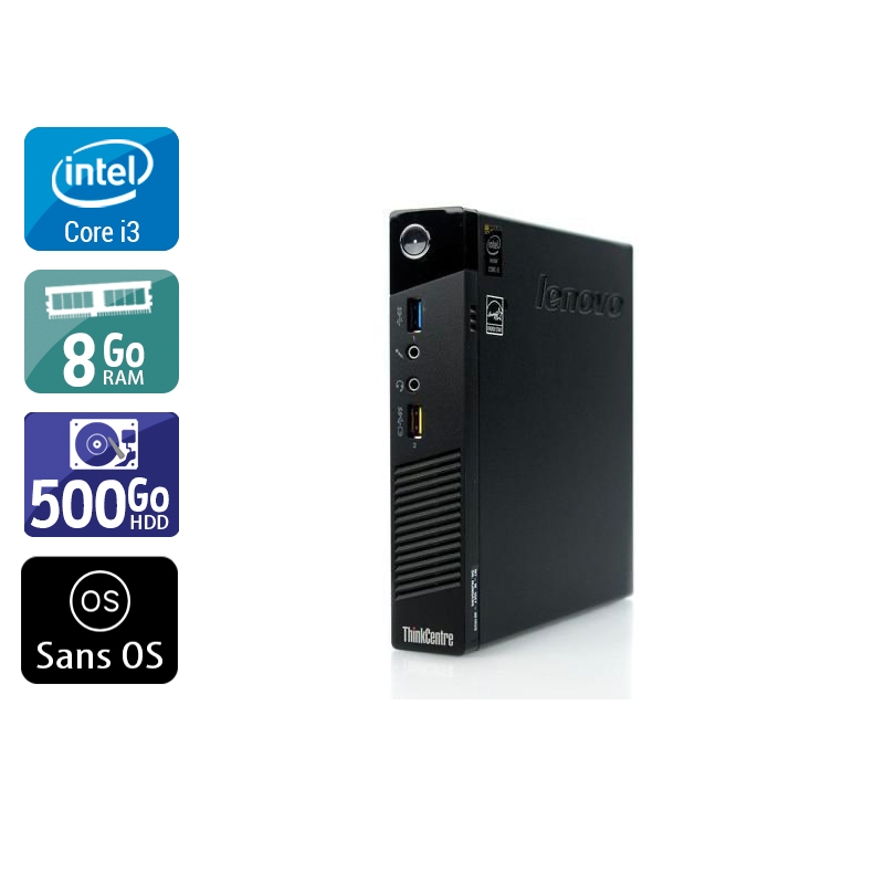 Acheter Lenovo ThinkCentre M73 Tiny i3 - 8Go RAM 500Go HDD Sans OS Très bon étatOccasion certifiée reconditionnée Bon état - 232,50 € Lenovo ThinkCentre M73 Tiny i3 - 8Go RAM 500Go HDD Sans OS Très bon étatOccasion certifiée reconditionnée Bon état - reconditionné disponible sur Kiatoo