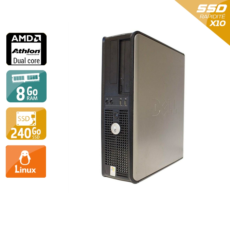 Dell Optiplex 740 Desktop AMD Athlon Dual Core 8Go RAM 240Go SSD Linux