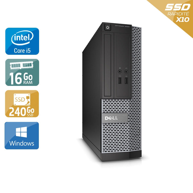 Dell Optiplex 3020 SFF i5 - 16Go RAM 240Go SSD Windows 10  Très bon étatOccasion certifiée reconditionnée Bon état -  reconditionné disponible sur Kiatoo