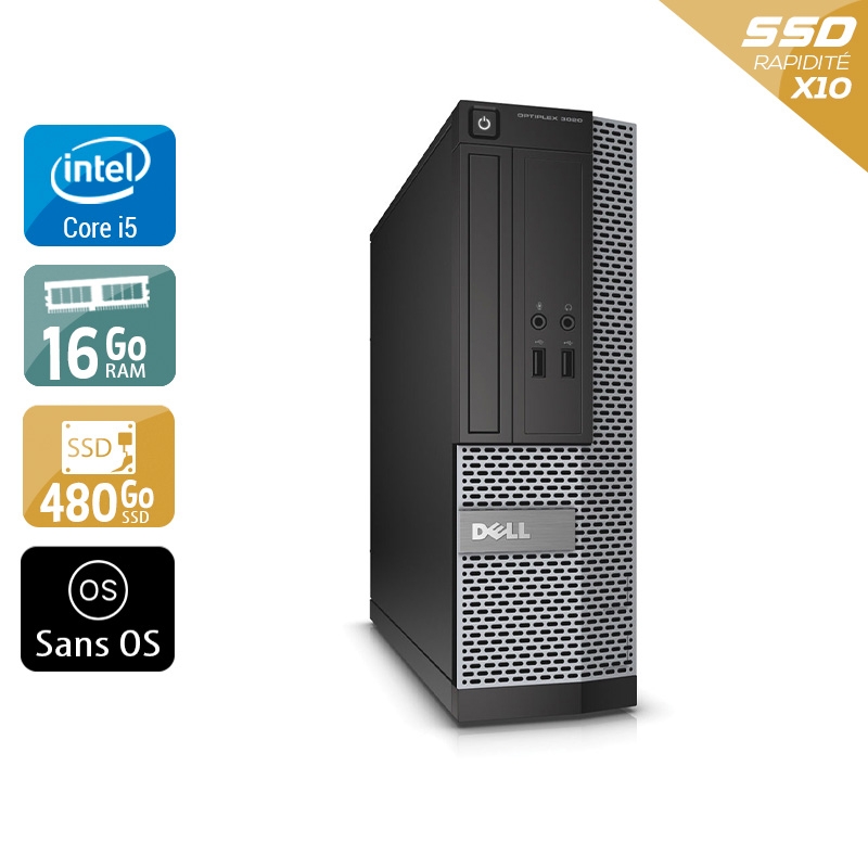 Dell Optiplex 3020 SFF i5 - 16Go RAM 480Go SSD Sans OS  Bon étatOccasion certifiée reconditionnée Bon état -  reconditionné disponible sur Kiatoo