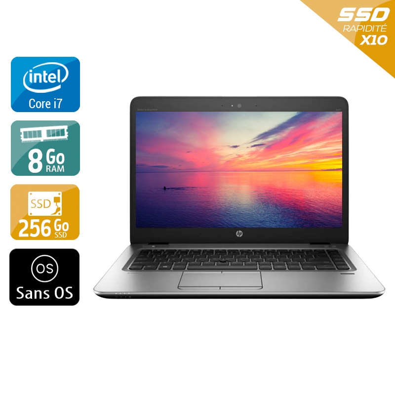 HP EliteBook 840r G4 14'' i5 Gen 7 - 8Go RAM 256Go SSD Sans OS État correctOccasion certifiée reconditionnée