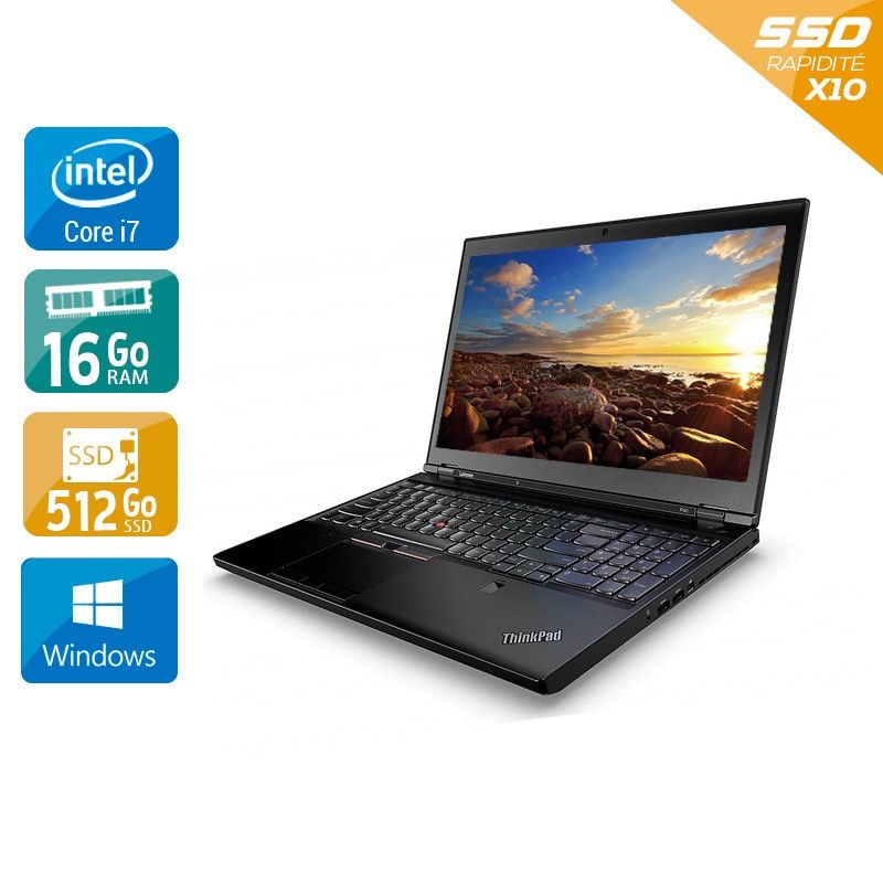 Lenovo Thinkpad P50 15,6" i7 Gen 6 16Go RAM 512Go SSD M.2Windows 10