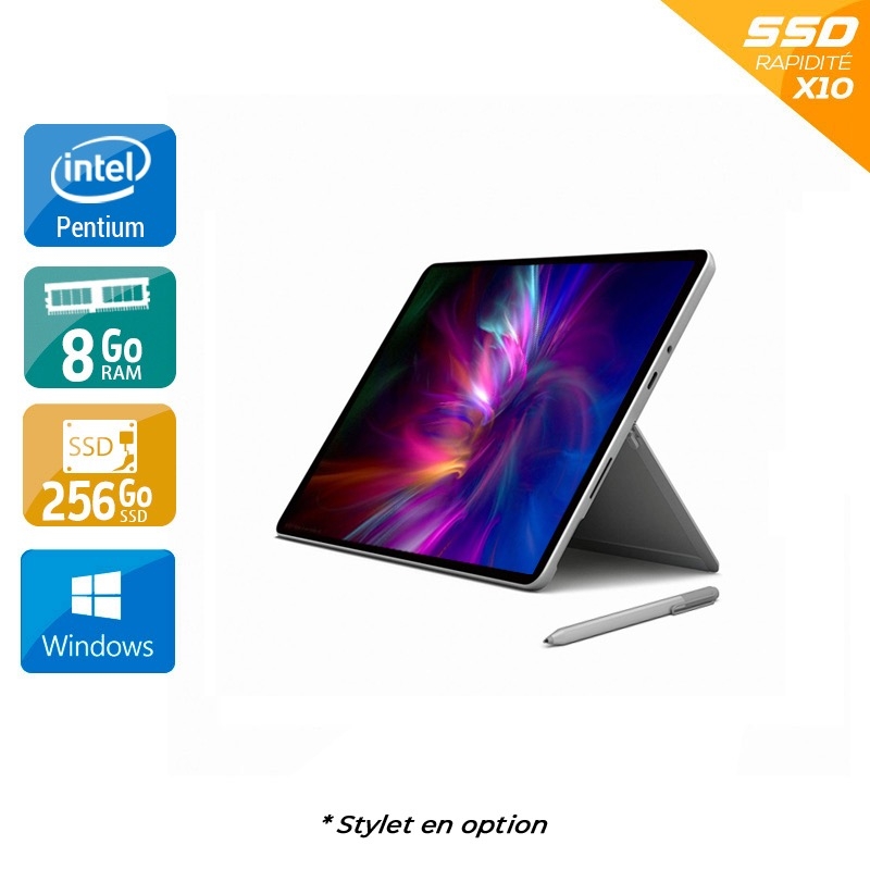 Microsoft Surface Go 1825 10'' Pentium Gold 8Go RAM 256Go SSD Windows 10 Bon étatOccasion certifiée reconditionnée