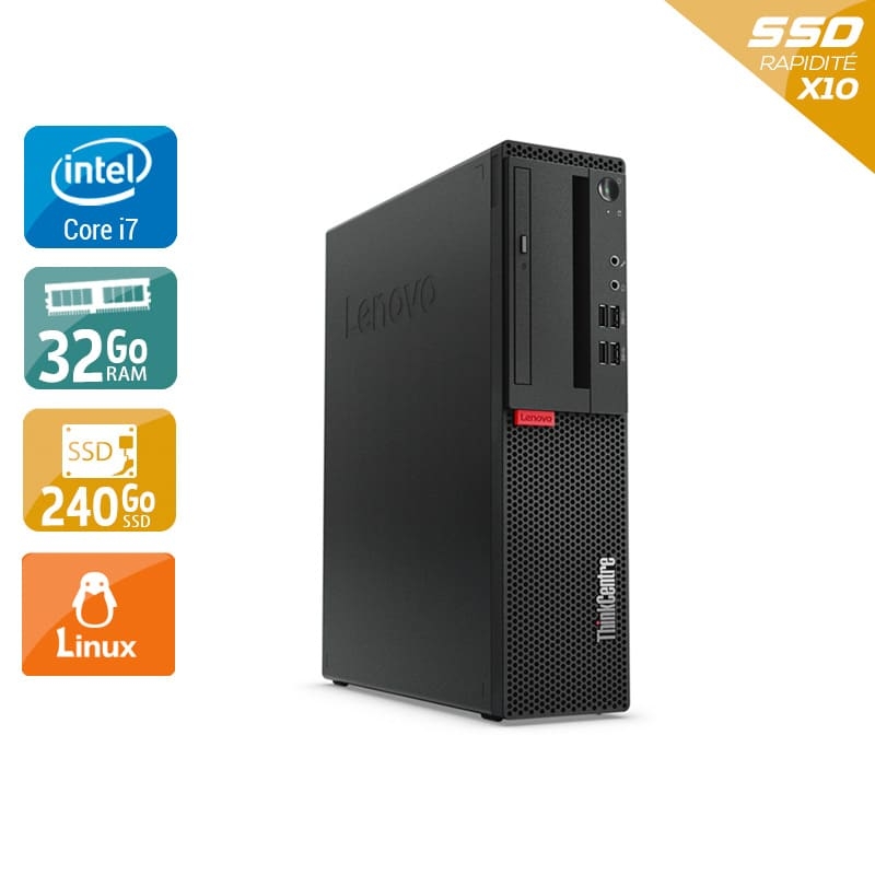 Lenovo ThinkCentre M910 SFF i7 Gen 6 32Go RAM 240Go SSD Linux