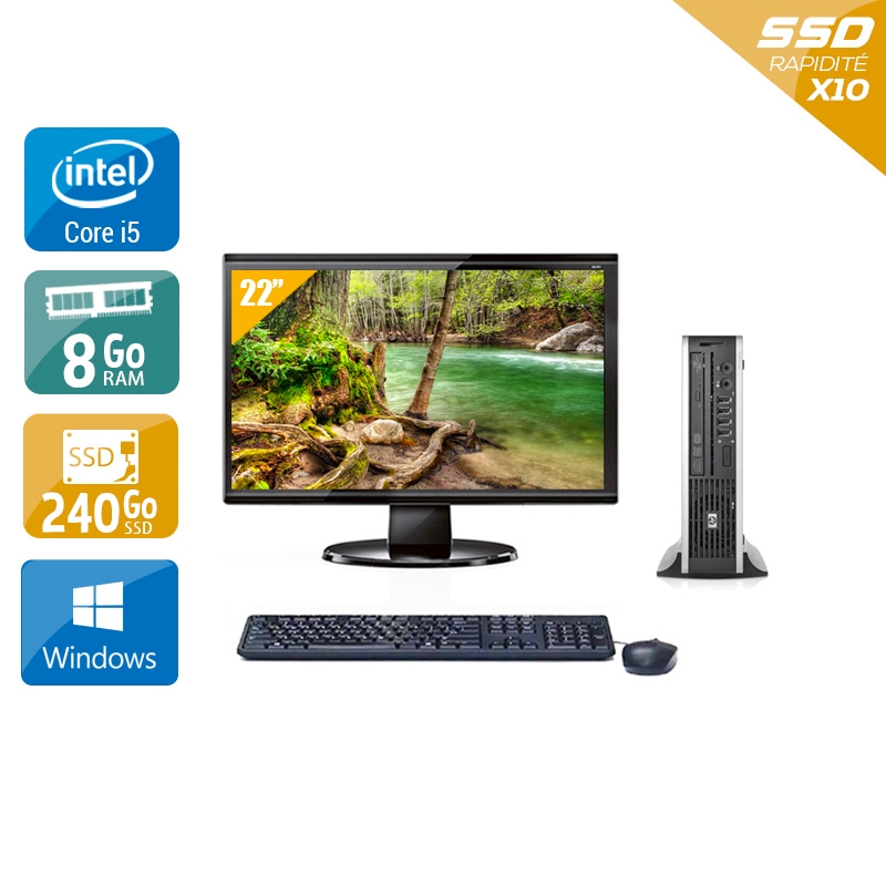 HP Compaq Elite 8300 USDT i5 + Écran 22'' - 8Go RAM 240Go SSD Windows 10  Très bon étatOccasion certifiée reconditionnée Bon état -  reconditionné disponible sur Kiatoo