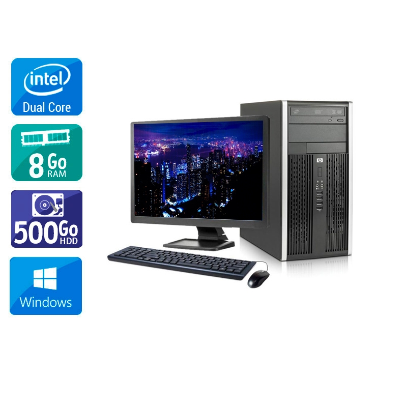 HP Compaq Pro 6000 Tower Dual Core + Écran - 19'' 8Go RAM 500Go HDD Windows 10  État correctOccasion certifiée reconditionnée Bon état -  reconditionné disponible sur Kiatoo