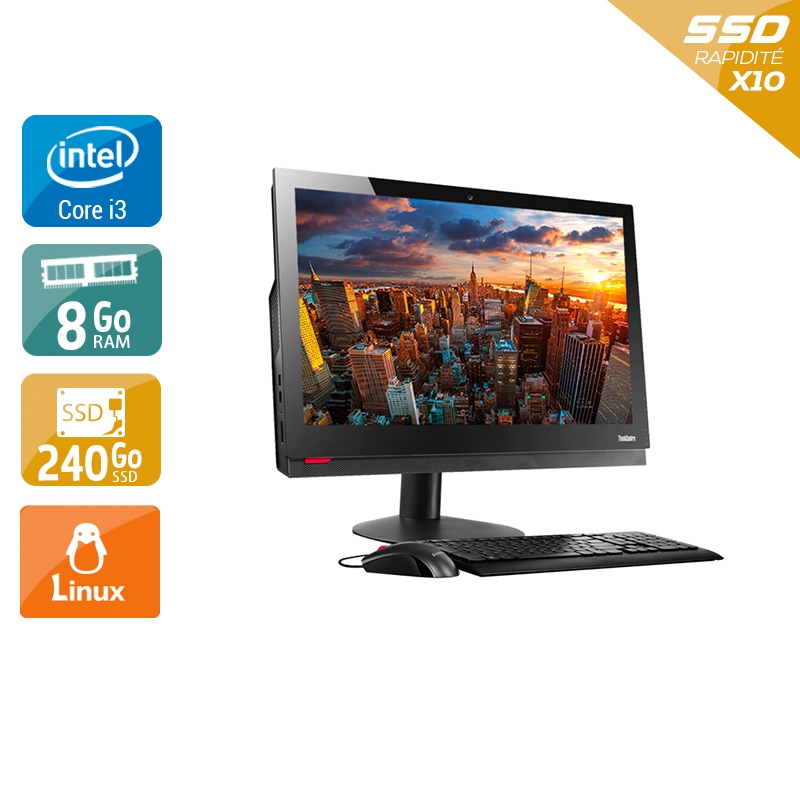 Lenovo ThinkCentre M910Z AIO i3 Gen 7 24" - 8Go RAM 240Go SSD Linux