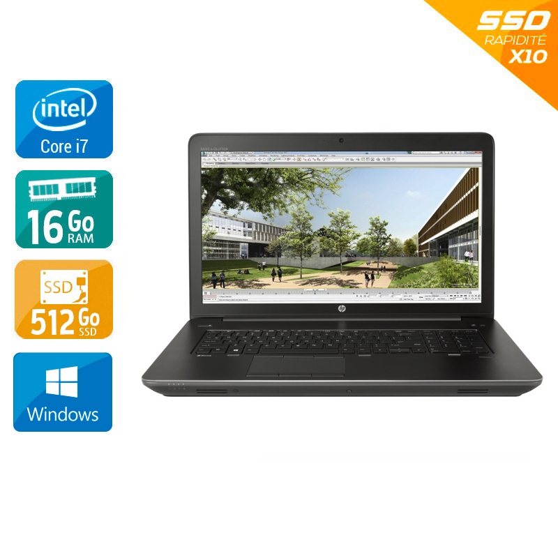 HP ZBook 17 G3 17,3'' i7 Gen 6 - 16Go RAM 512Go SSD Windows 10 Très bon étatOccasion certifiée reconditionnée