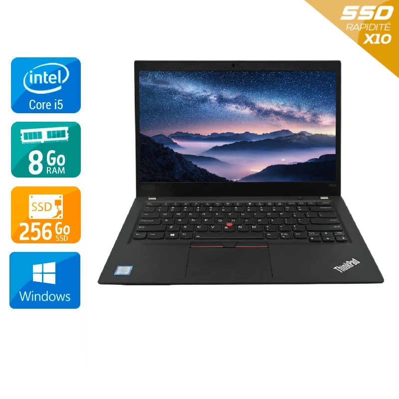 Lenovo ThinkPad T490s 14" i5 Gen 8 - 8Go RAM 256Go SSD Windows 11