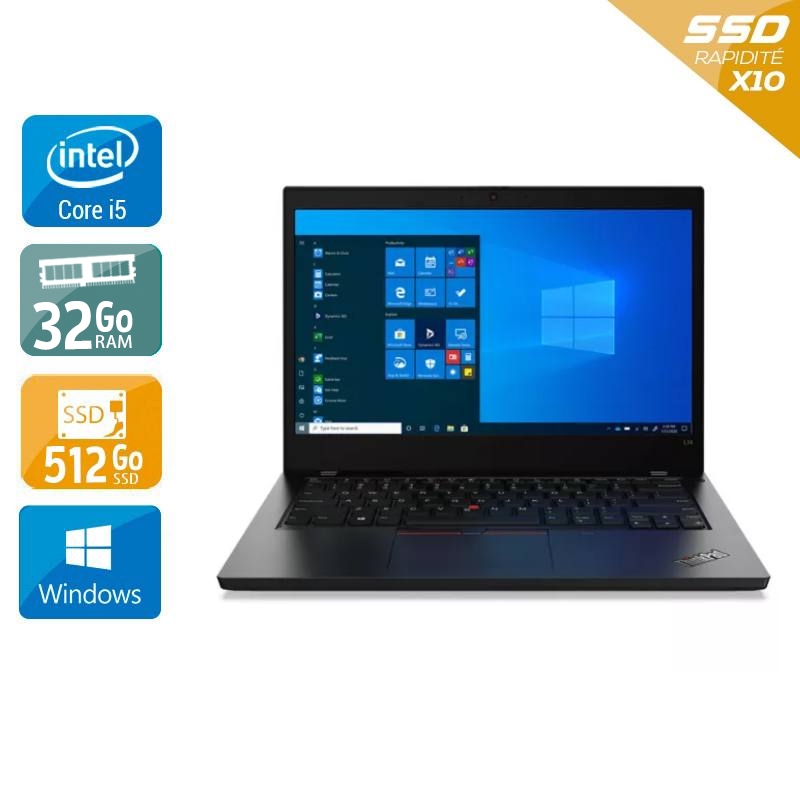 Lenovo ThinkPad L14 GEN 1 14" i5 Gen 10 - 32Go RAM 512Go SSD Windows 11