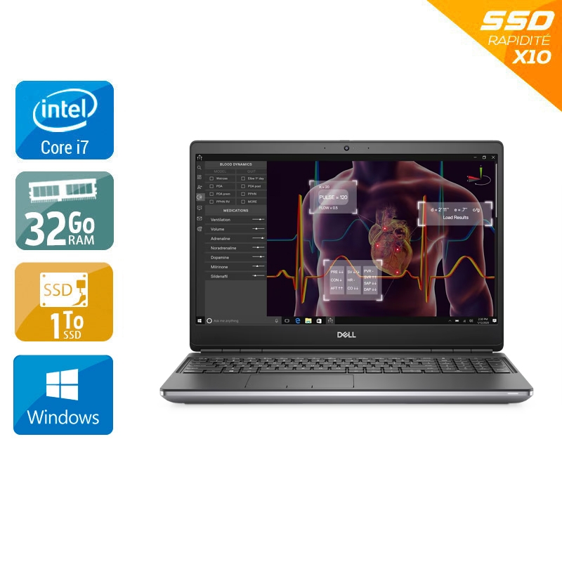 Dell Precision 7550 15,5" i7 Gen 10 - 32Go RAM 1To SSD Windows 11