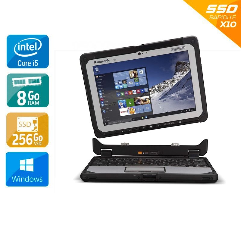 Panasonic ToughBook CF-20-2 10'' i5 - 8Go RAM 256Go SSD Windows 10  État correctOccasion certifiée reconditionnée